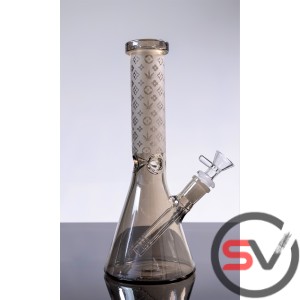 IRIDESCENT DESIGNER GLASS BEAKER WATER PIPE 10inch
